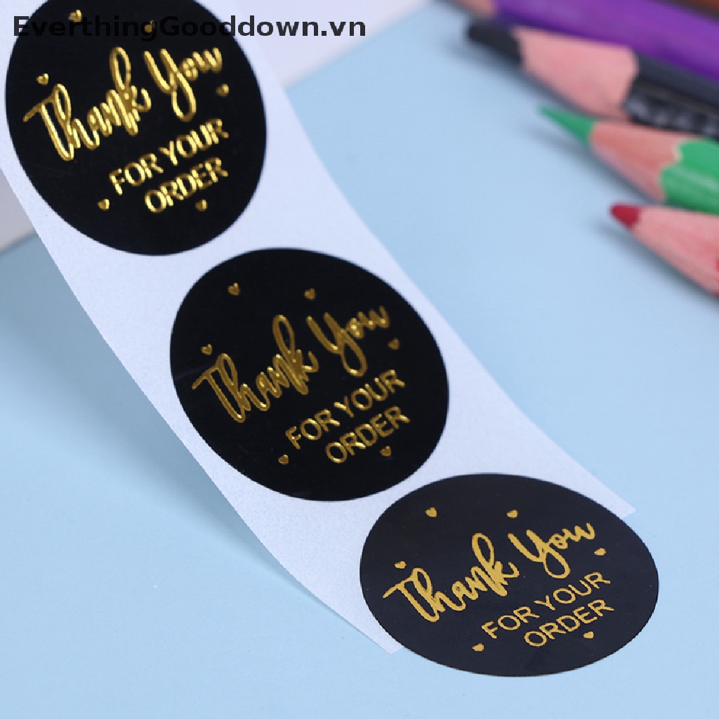 Everthinggooddown 500 Miếng Dán Hình Trái Tim Cảm Ơn Màu Đen Hồng Làm Bằng Tay