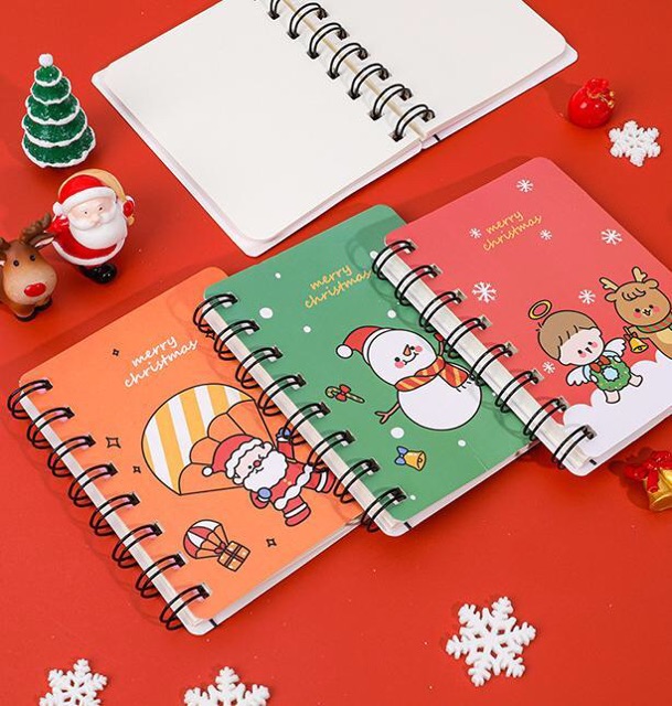 Quà tặng Giáng sinh siêu dễ thương - Sổ mini cầm tay in hình ông già Noel, người tuyết,...cute xinh xỉu