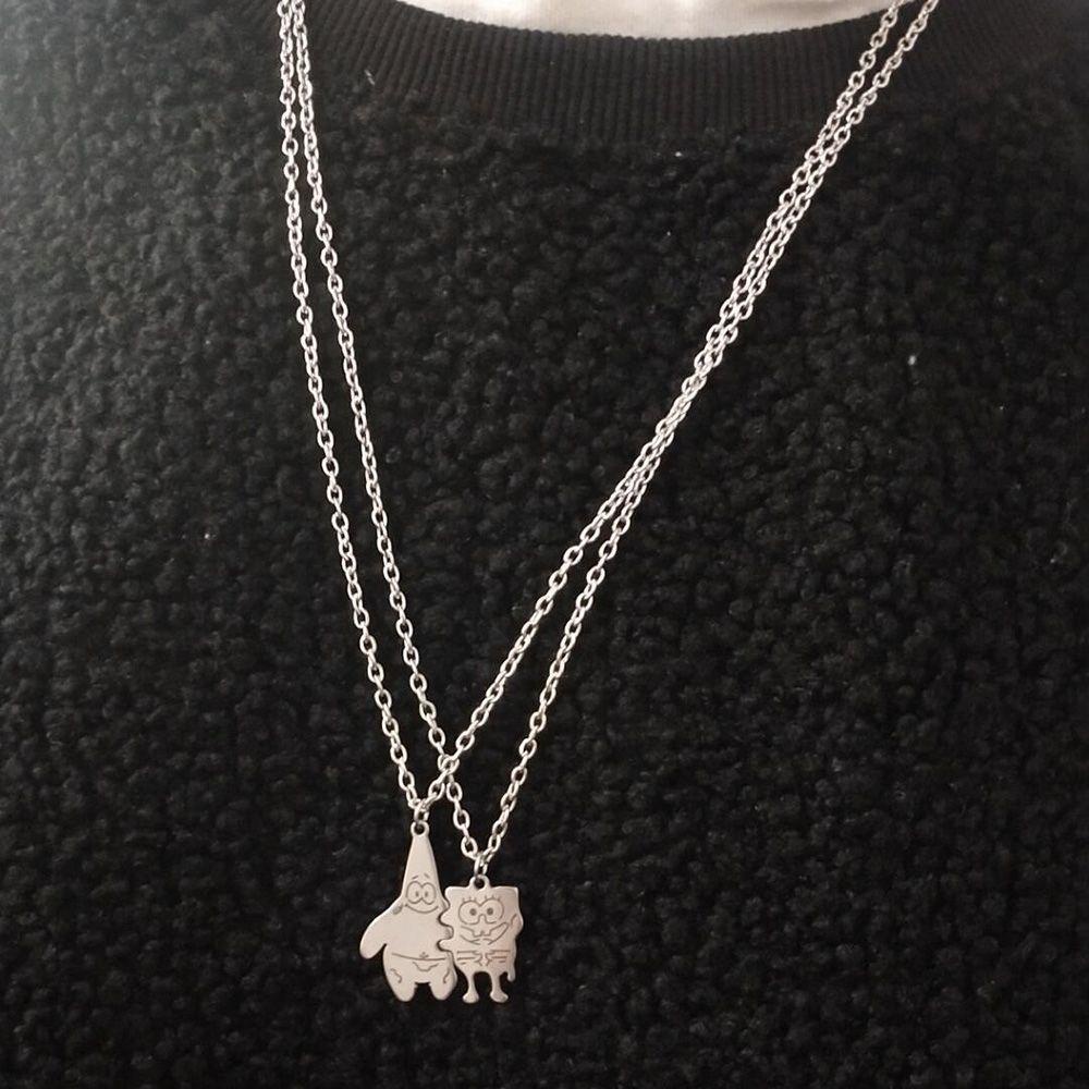 1 Vòng cổ Mặt Bọt Biển In Chữ Best Friend Patrick Dễ Thương Cho Cặp Đôi