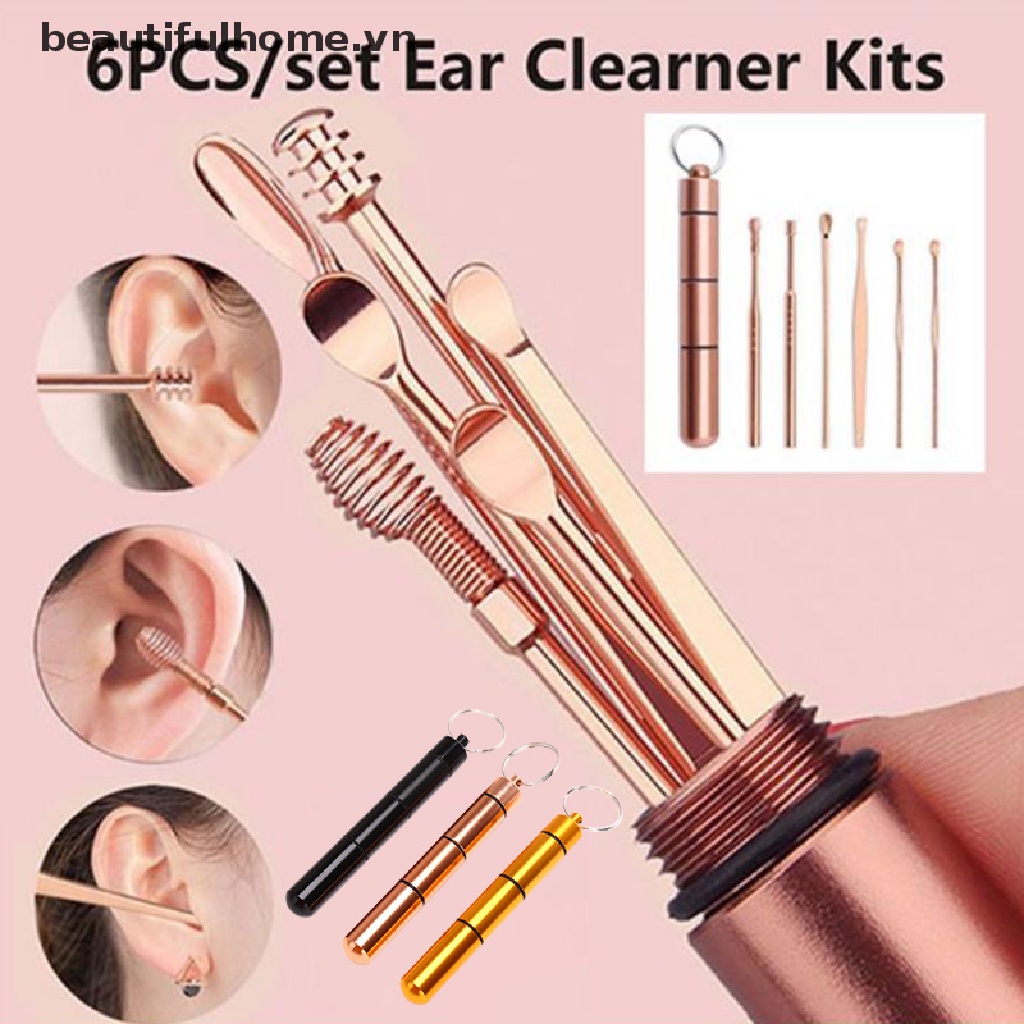 Set 6 Dụng Cụ Lấy Ráy Tai Bằng Inox Tiện Lợi