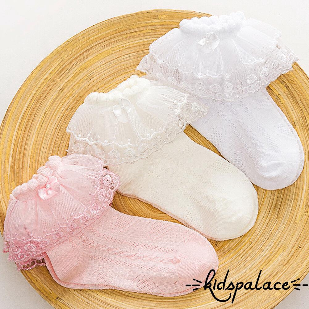 Vớ cổ phối vải ren nhúng béo bằng cotton phong cách công chúa