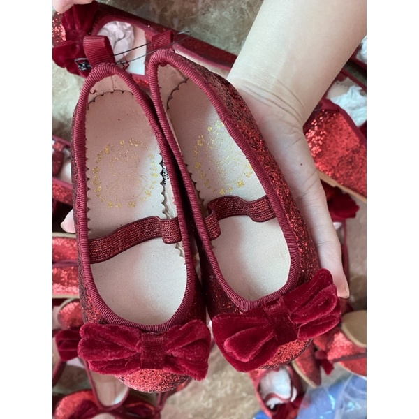 Giày nhũ nơ đỏ HM cho bé- ảnh thật