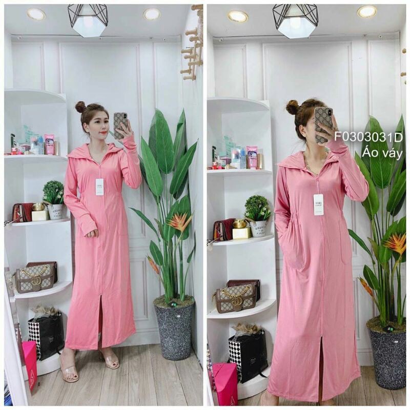 Áo váy chống nắng toàn thân có nón tay dài!