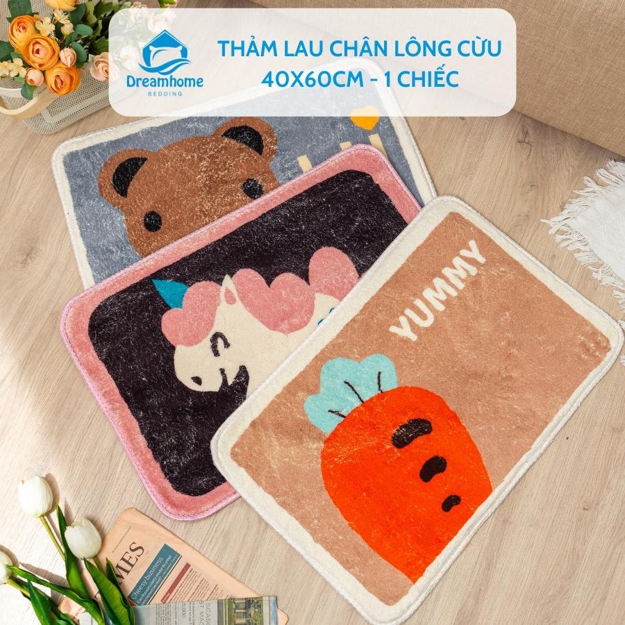 Thảm chùi chân lông cừu hình thú 3d mịn đẹp, thảm lau chân có chống trơn trượt size 40x60 Dreamhomebedding