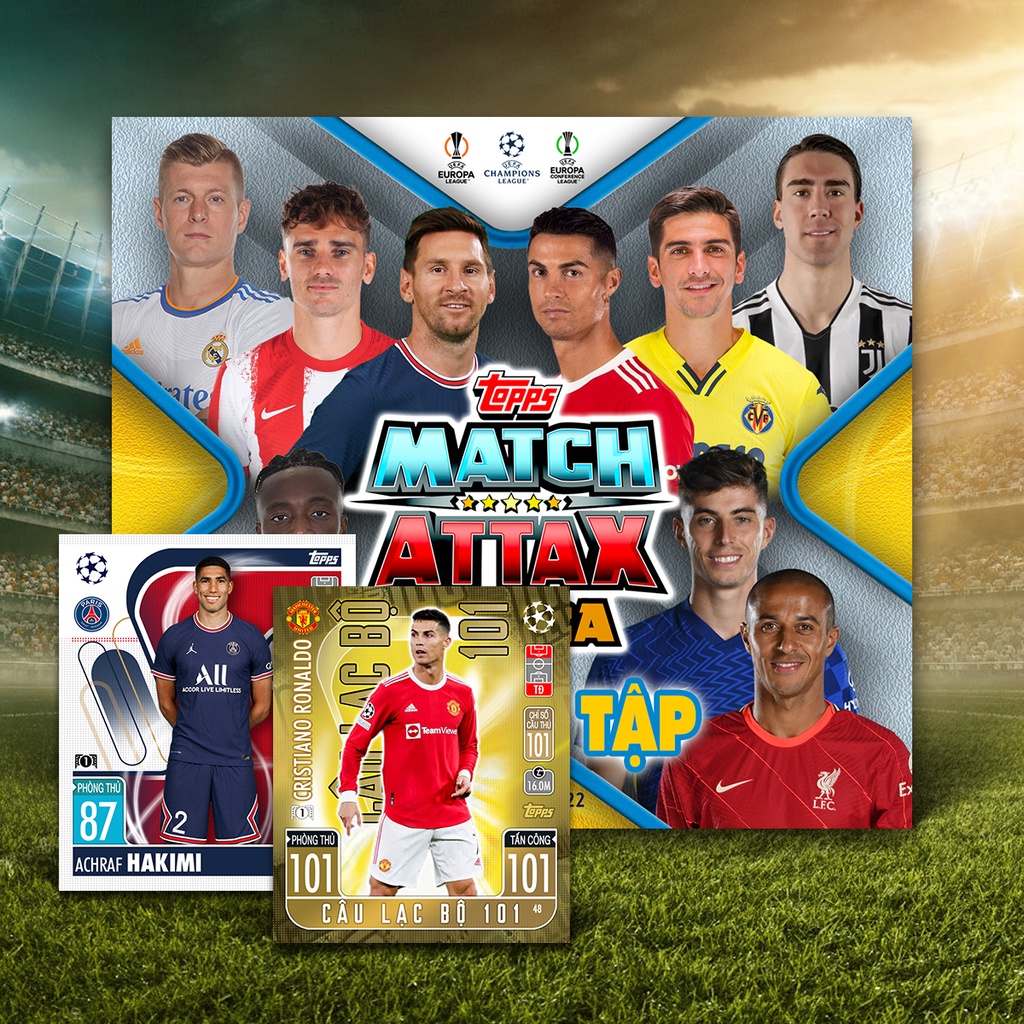 Bộ Sưu Tập 48 Thẻ Cầu Thủ In Album Match Attax 2021-22 Extra
