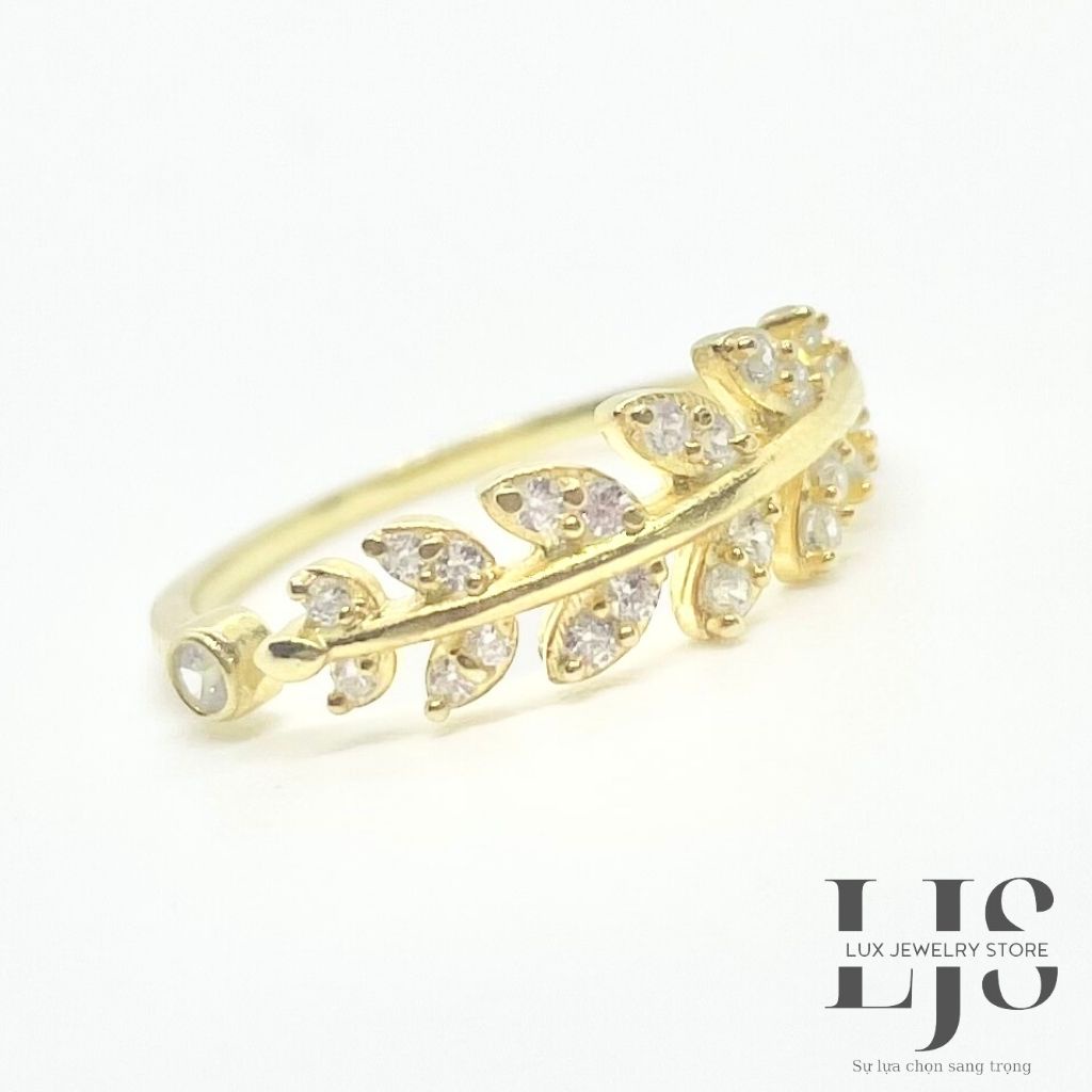 Nhẫn nữ bạc 925 Lux Jewelry, nhẫn nữ hở hình bông lúa đính đá - LUX970