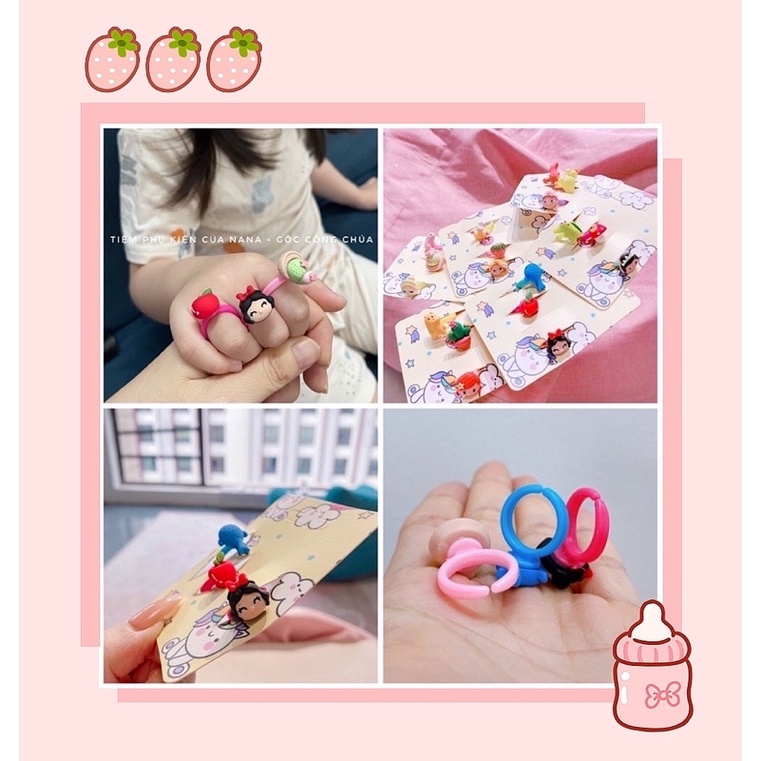 Set 3 nhẫn nhựa hình các nàng công chúa đáng yêu cho bé