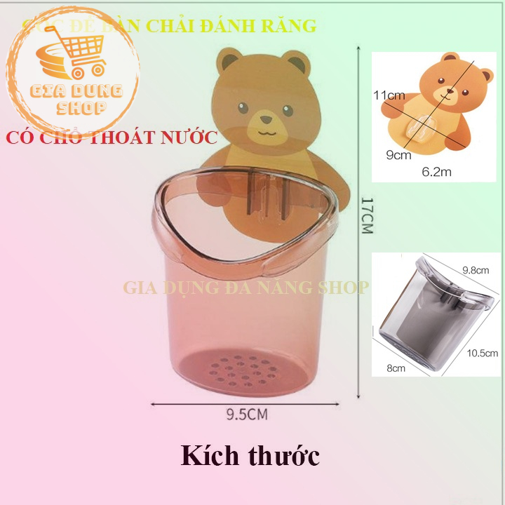 Giá Để Bàn Chải Đánh Răng Dán Tường Đa năng - Cốc Để Bàn Chải Hình Gấu