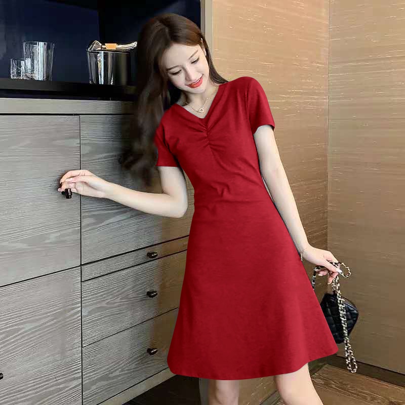 Đầm Cổ Chữ V Thời Trang Mùa Hè Hàn Quốc Dành Cho Nữ