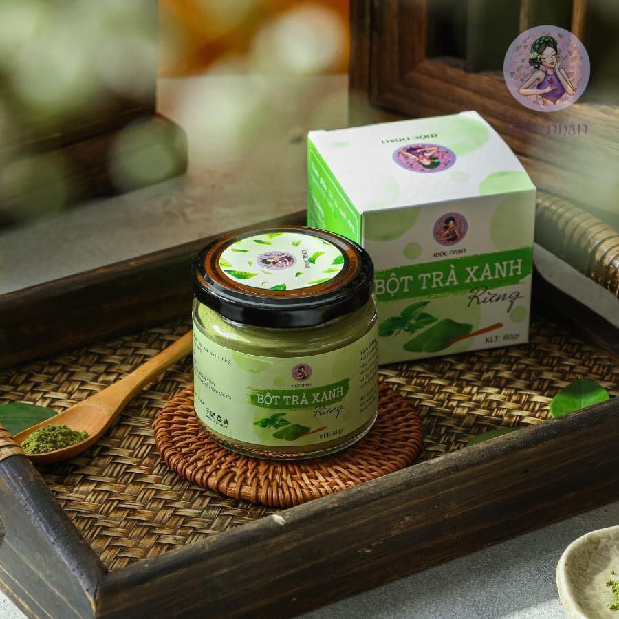 Bột Trà Xanh đắp mặt Mộc Nhan Handmade, trắng da hết mụn, Mộc Nhan Natural