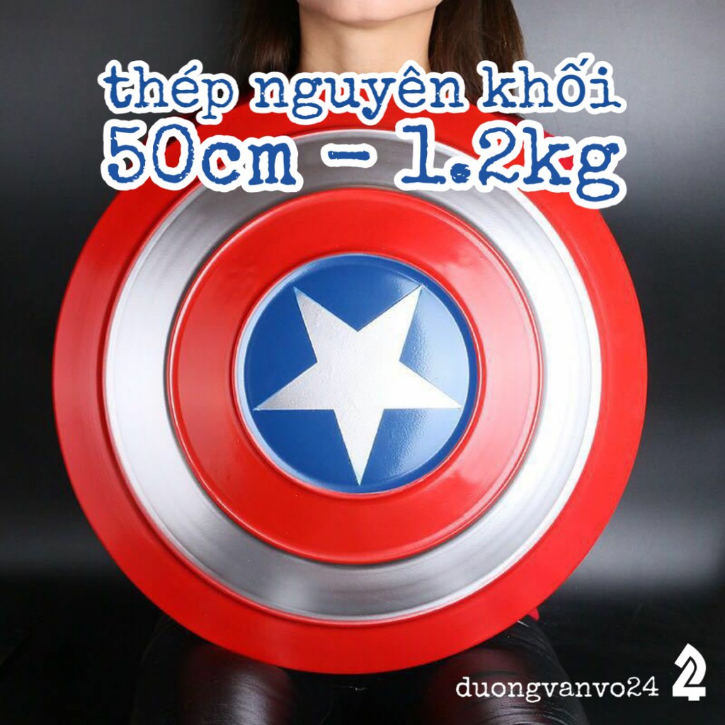 Mô hình Khiên captain america tỉ lệ 1:1 thép nguyên khối khiên cap cosplay marvel