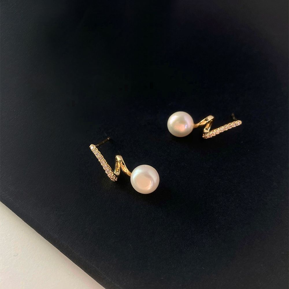 Khuyên tai xoắn ốc đính ngọc trai thời trang cao cấp cho nữ