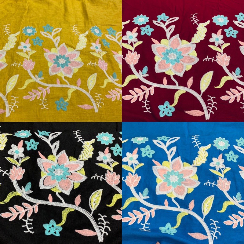 Vải linen thêu mềm mát co giãn may không cần lót ht sang chảnh