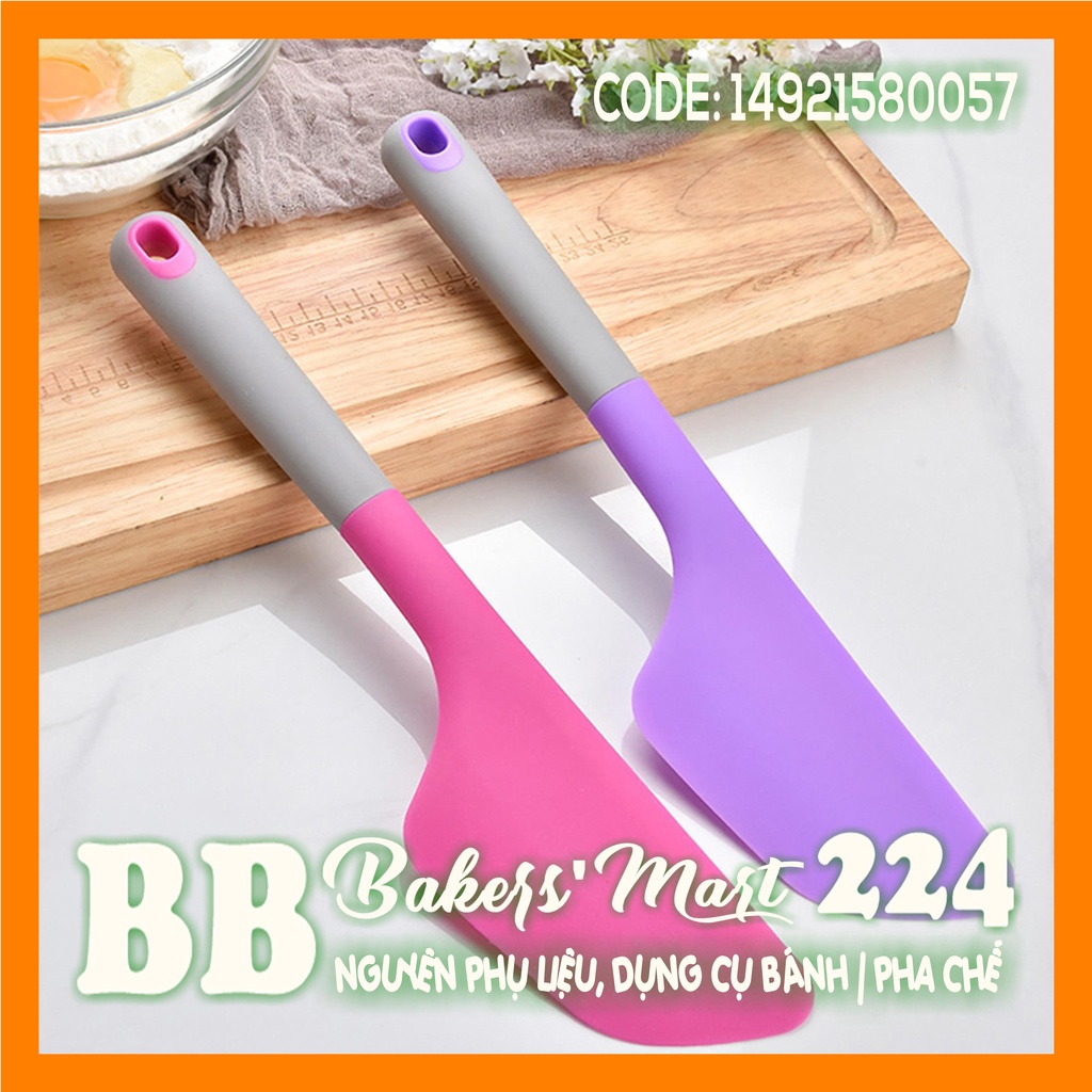 Cây vét SPATULA lưỡi DẸP DÀI 2 màu cán XÁM - 34.5x7.5cm (MÀU NGẪU NHIÊN)