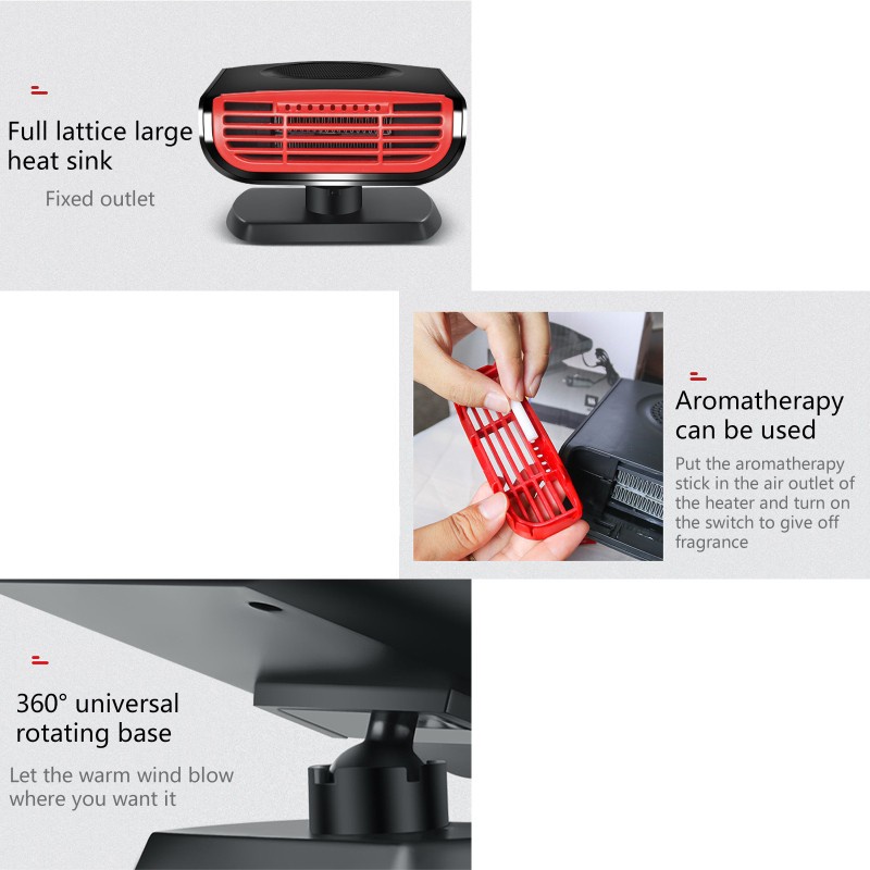 SUN Car Heater Portable Demister Defroster Windshield De-Icers Auto Heaters Fan Fast Heating 2-in-1 Plug in Cig Lighter