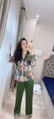 PIJAMA LỤA PHỐI HOẠ TIẾT CAO CẤP