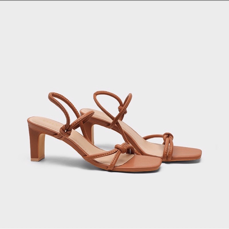 Giày Sandal dily thắt nút quai dẹp 5cm lạ mắt màu nâu, xanh