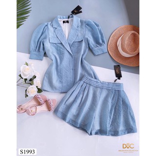 Set bộ sơmi cổ vest quần sock ngắn S1993