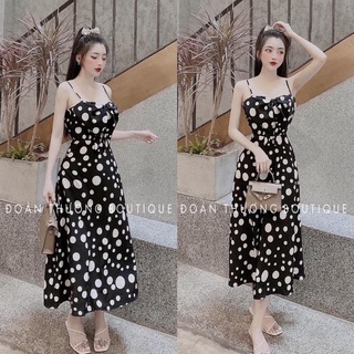 Đồ nữ đẹp, đầm xòe nơ ngực chấm bi (có mút ngực, có túi)