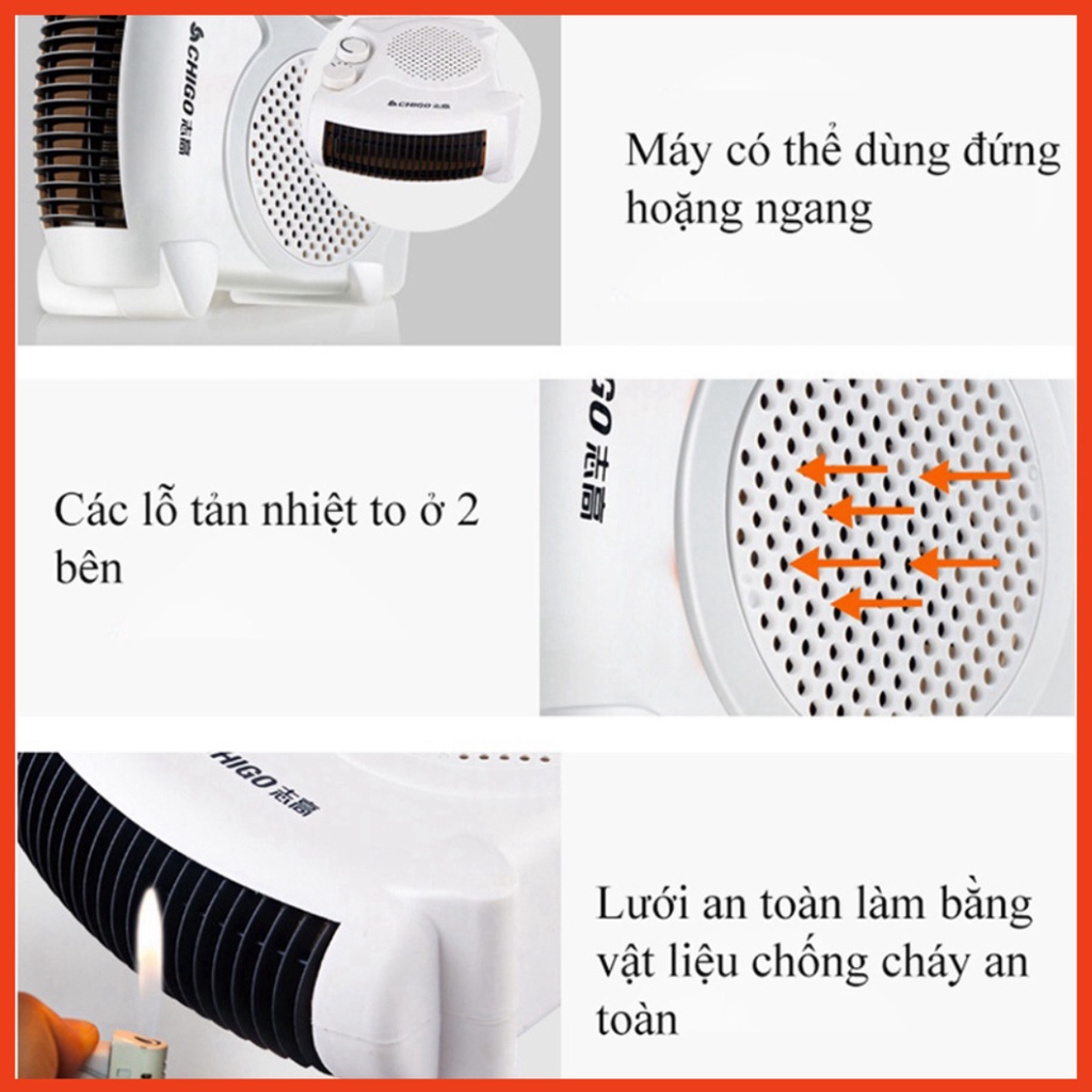 Quạt sưởi ấm đa năng 2 chiều tiết kiệm điện, Quạt sưởi 2 chiều 3 chế độ - Máy sưởi ấm công suất lớn an toàn khi sử dụng