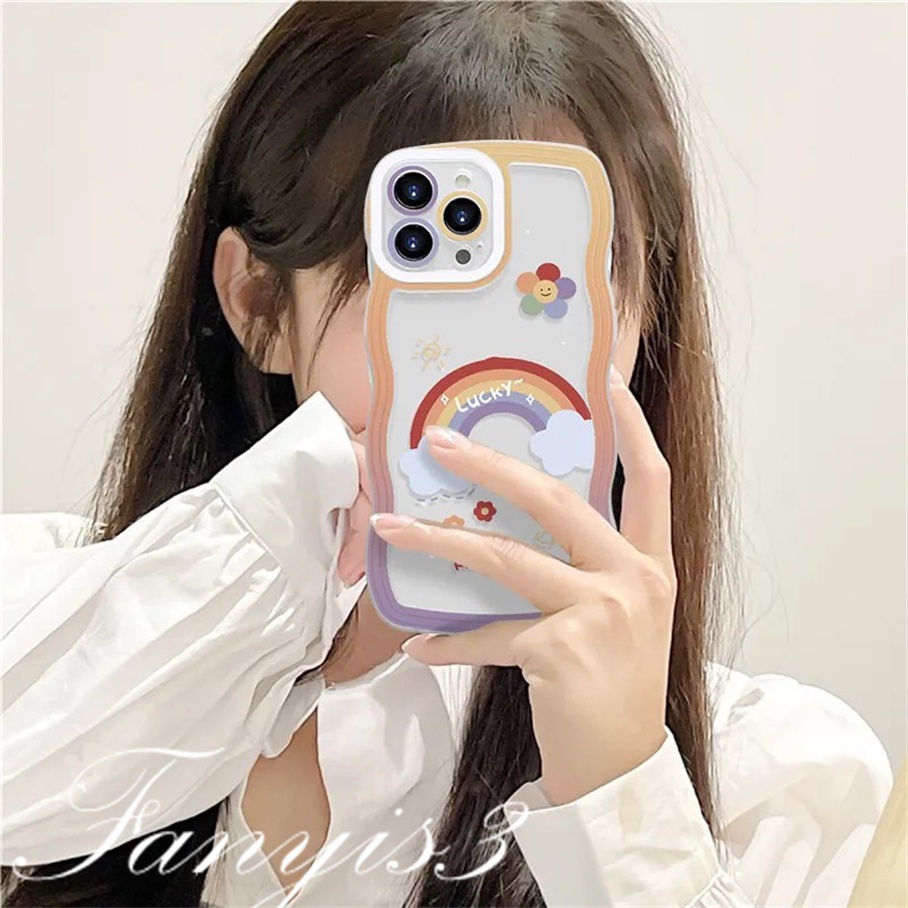 Ốp Điện Thoại TPU Mềm Họa Tiết Mặt Cười Cầu Vồng Cho iPhone 14 13 12 11 Pro Max X XR Xs Max 8 7 6 6s Plus SE 2020