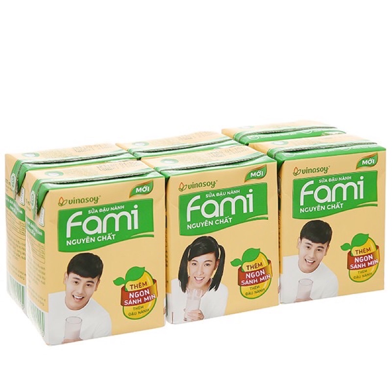 Combo Lốc 6 Hộp Sữa Đậu Nành Fami Nguyên Chất/ Canxi 200ml