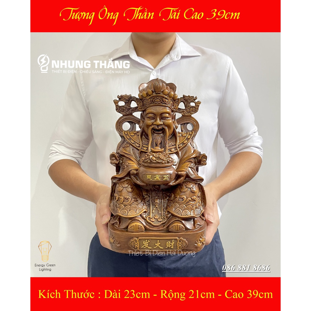 Tượng Ông Thần Tài Size 39cm - Biểu Tượng Tăng Cường Về T iền Bạc , Công Danh Và Tài Lộc - Bảo Hành 12 Tháng