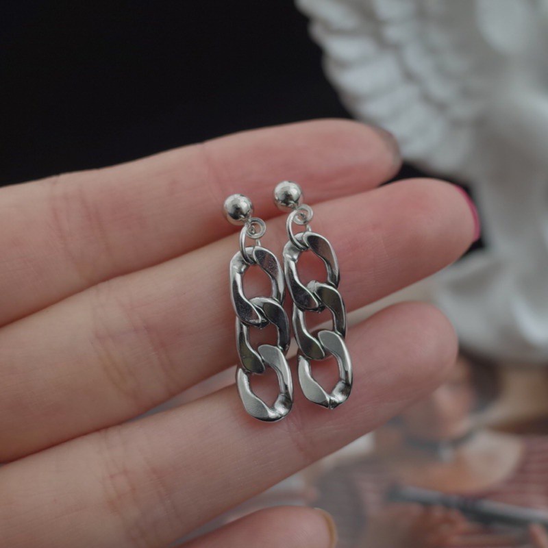 Khuyên Tai Chuỗi Kim Loại 191162Khuyên Tai Kim Bạc Phong Cách Punk Cá Tính