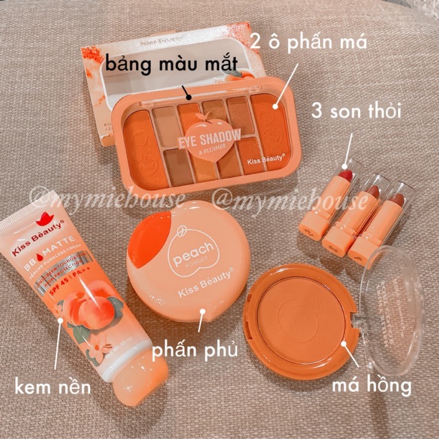 SET MAKE - UP KISS BEAUTY ( phấn phủ + má hồng + màu mắt ...)