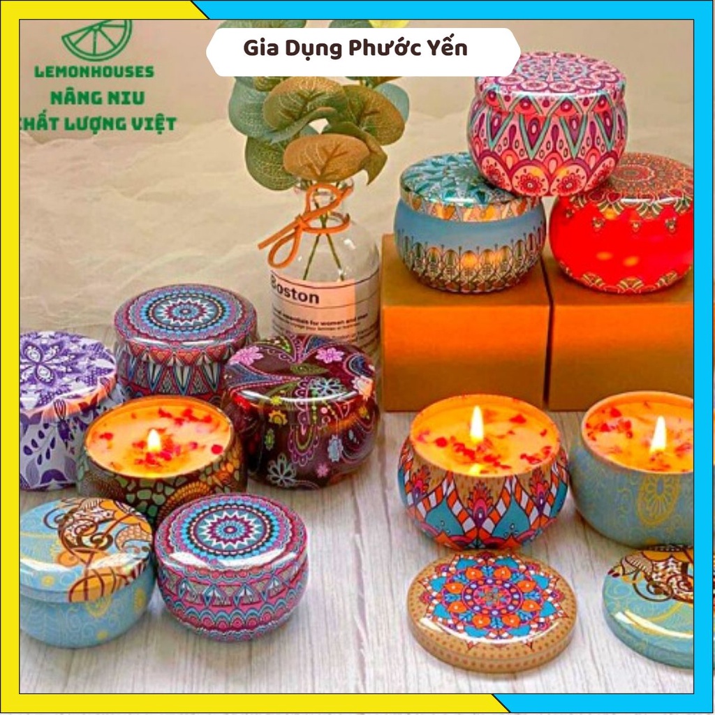 Nến Thơm Hoa Khô Tự Nhiên (set 4 hộp)