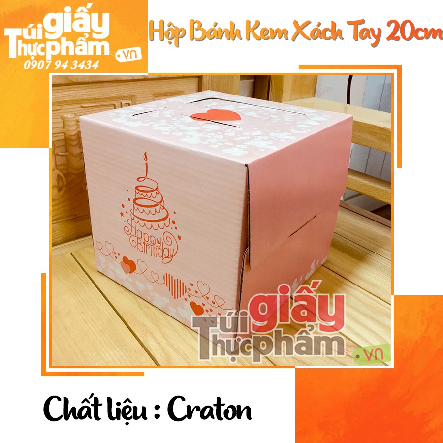 20 Hộp Bánh Kem Xách Tay Carton 20cm (Mẫu 1)