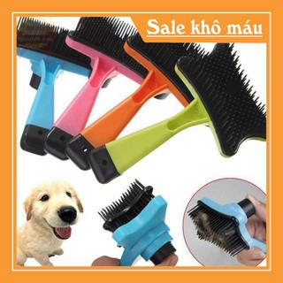 Lược chải lông rụng chó mèo có nút bấm Dele | Lược chải lông thú cưng Cao Cấp