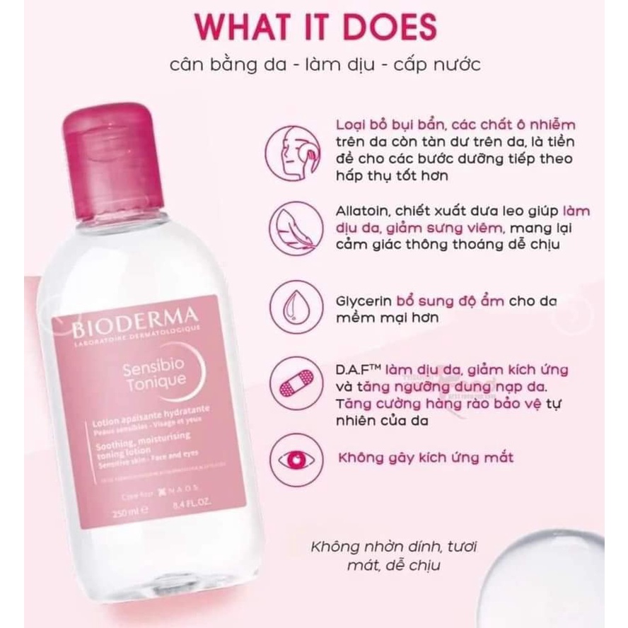 Nước cân bằng dưỡng ẩm Bioderma Sensibio Tonique 100ml/250ml làm dịu da