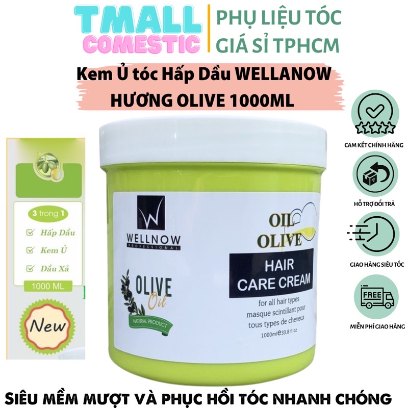 KEM Ủ TÓC HẤP DẦU TINH CHẤT OLIVE OIL WELLNOW 1000ML