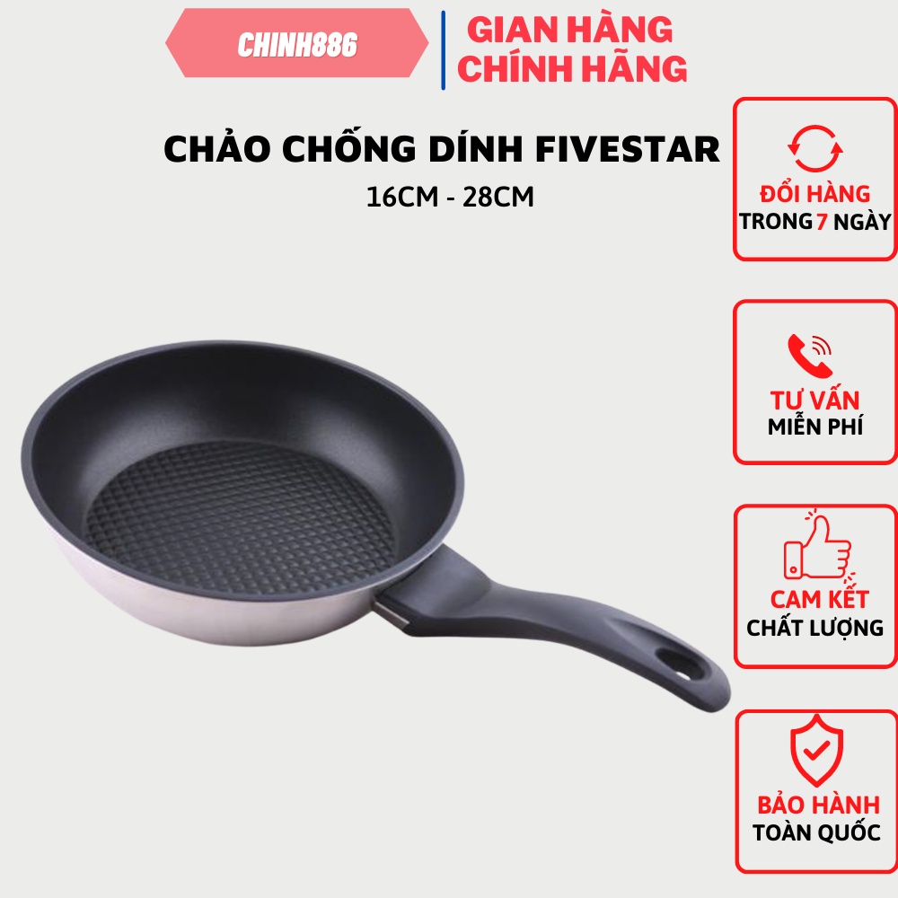 CHẢO CHỐNG DÍNH 3 ĐÁY CAO CẤP ĐUN BẾP TỪ FIVESTAR 16-28cm