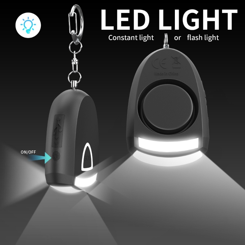 Móc Khóa Báo Động An Toàn 130dB Có Thể Sạc Lại Cho Học Sinh / Người Lớn Tuổi