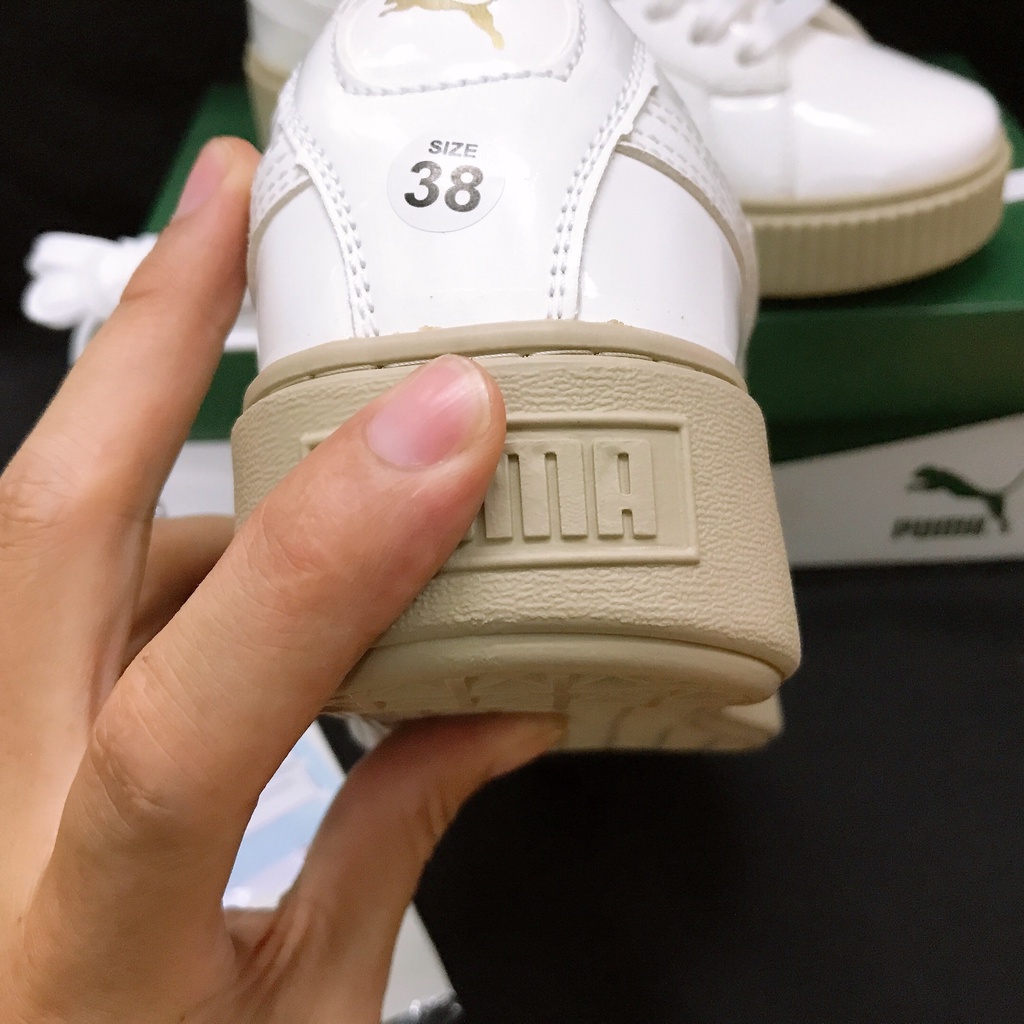 [SIÊU CẤP, Tặng hộp, Bill và thêm 1 bộ dây] Giày thể thao nam nữ sneakers PM trắng da bóng, đế nâu, size 36-39. .