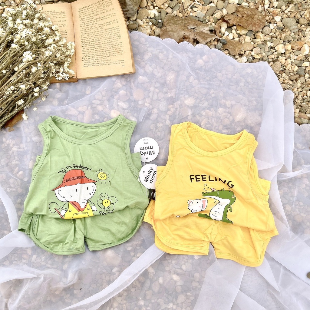 [SALE] Bộ Ba Lỗ Cho Bé Trai, Bé Gái KIMCHIBABY Vải Thun Lạnh Hoạ Tiết Vịt Hồng, Đồ Bộ Cho Bé Mặc Nhà KW2210