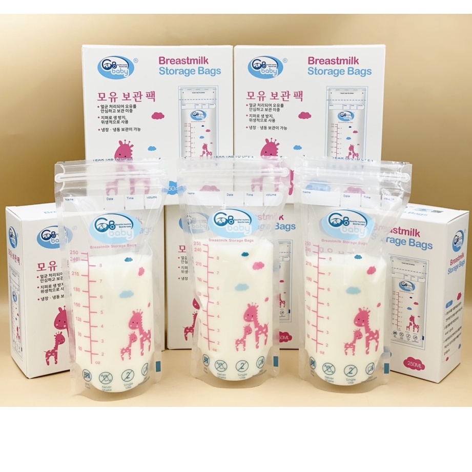 50 túi trữ sữa GB BABY 250ml - 100ml / Loại I túi DẦY DẶN