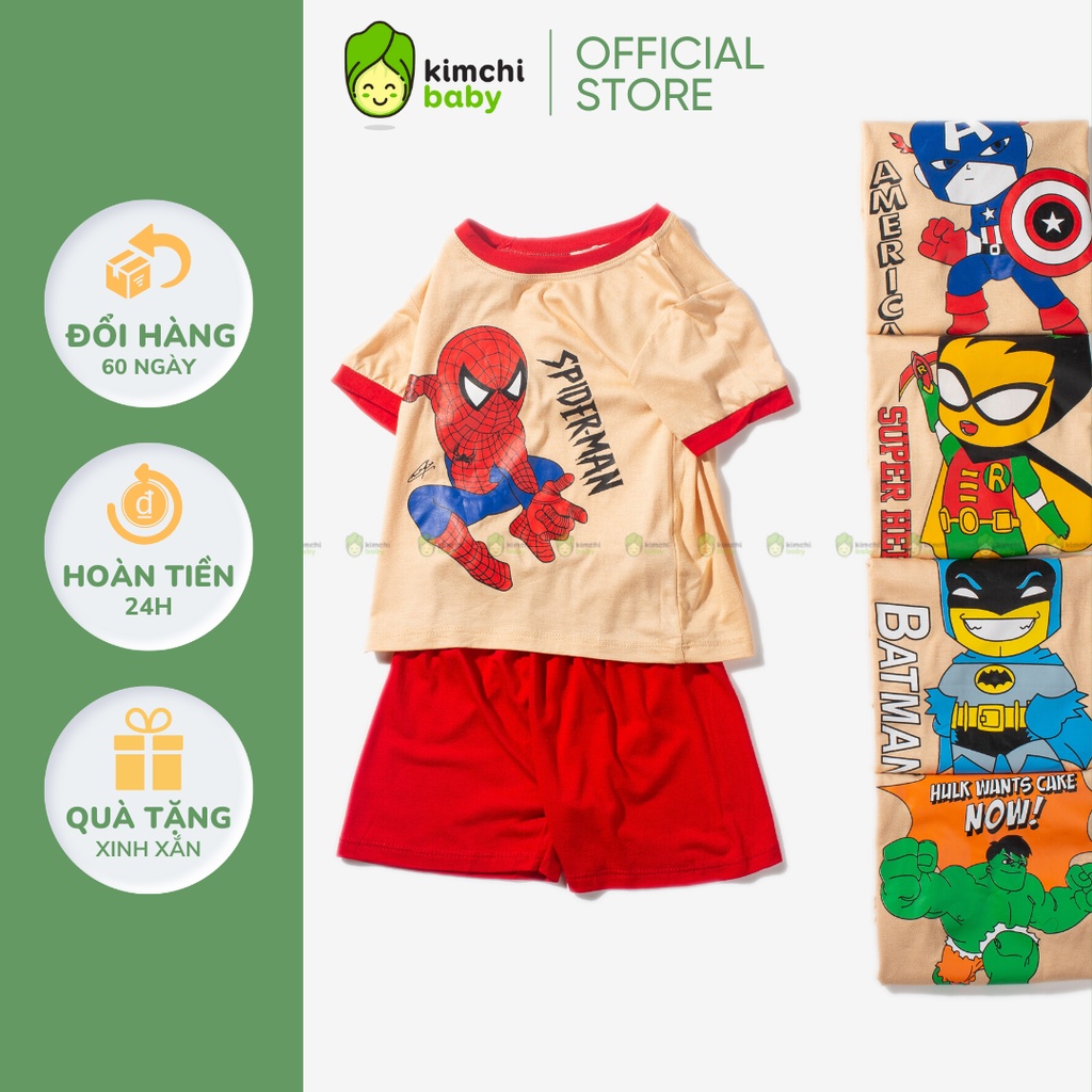 Bộ Cộc Tay Cho Bé Trai, Bé Gái MinkyMom Vải Thun Lạnh Hoạ Tiết Mavel Viền Cổ, Bộ Quần Áo Trẻ Em Mặc Nhà MKM2237