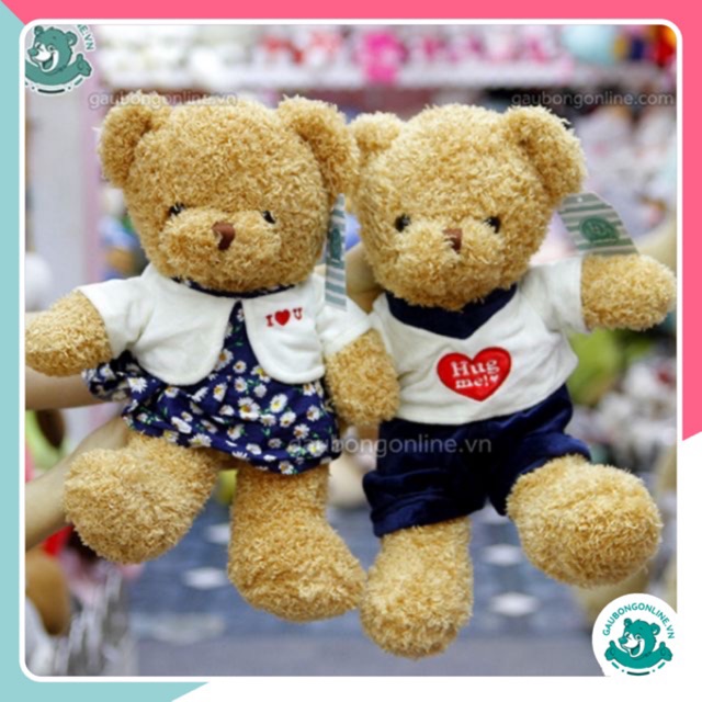 Gấu Bông Teddy Áo Hug Đôi In Chữ I Love You Cao Cấp Gấu Bông Online