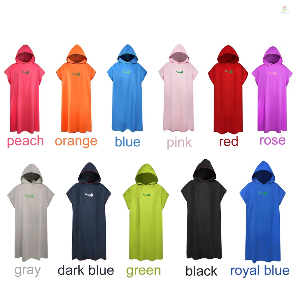 {nacyvn} Khăn Tắm Đi Biển / Lướt Sóng Có Mũ Trùm Đầu Bằng Sợi Microfiber Cho Người Lớn