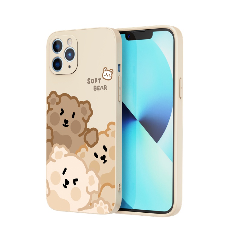 Ốp lưng iphone Suntaiho Ốp lưng iphone Ốp Điện Thoại silicone mềm in hình 3 chú gấu cho iPhone 13 12 11 Pro Max X XR Xs Max 7 8 Plus