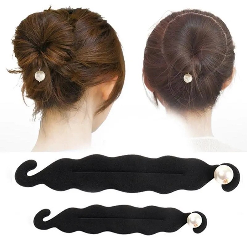 Dụng Cụ Thanh Búi Tóc Củ Tỏi Thông Minh Phối Hạt Châu Trắng