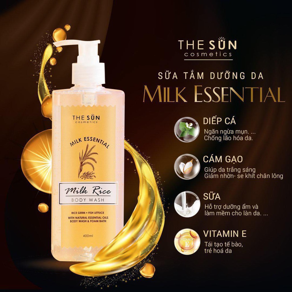 [Tặng kẹp xinh] Sữa Tắm Trắng Hồng Da Toàn Thân The Sun, Dung Tích 400ml, Dạng Gel Tiết Kiệm, Dùng Được Cho Cả Nam Và Nữ