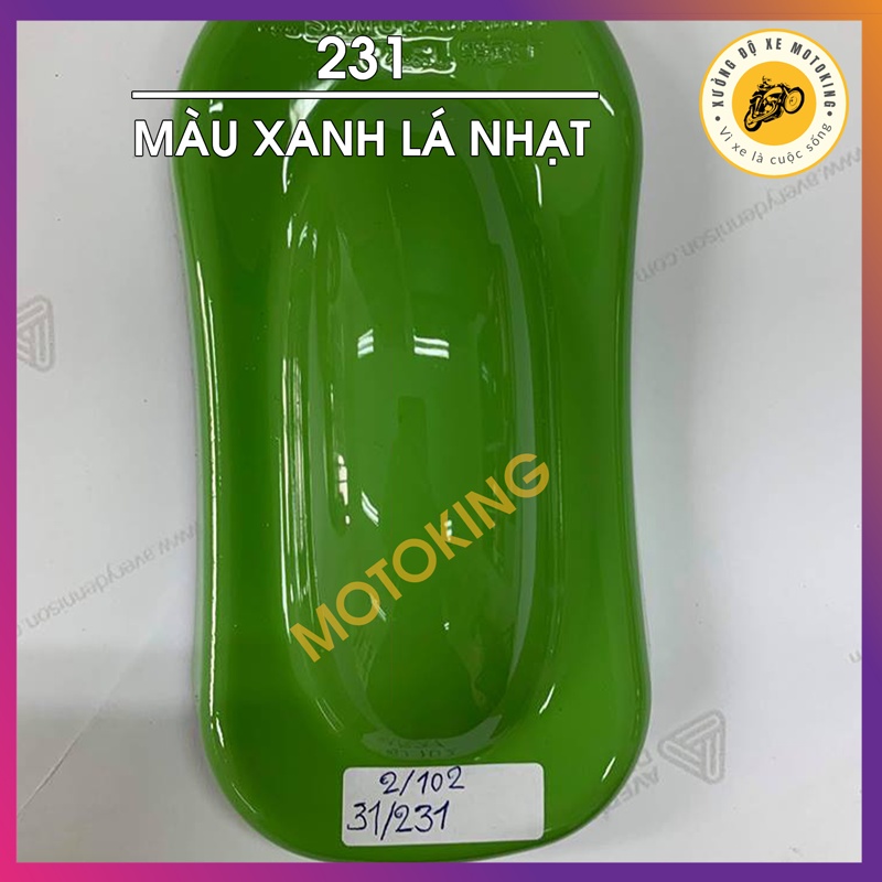 Combo Sơn Samurai màu xanh lá nhạt 231 loại 2K chuẩn quy trình độ bền 5 năm gồm 4 chai  2K04 - 102 - 231 - 2K01