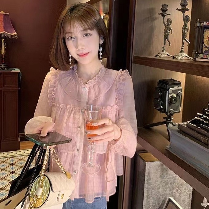 Áo Sơ Mi Nữ Dài Tay Dáng Rộng Phong Cách Hàn Quốc Baju Baju Wanita Lengan Panjang Hàng Mới Có Sẵn