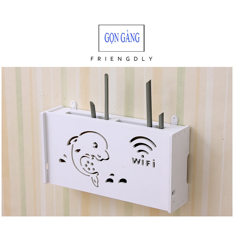 Kệ để wifi/modem bằng gỗ nhựa treo tường không cần khoan đục loại to (nhiều mẫu mã lựa chọn)