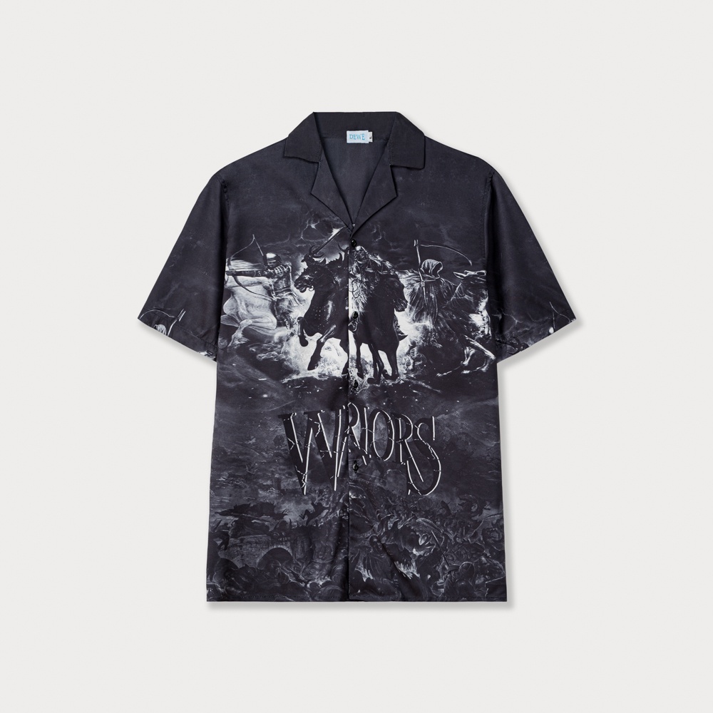 Áo sơ mi ngắn tay Dewens, vải lụa chéo nhập khẩu chống nhắn thoáng mát, hoạ tiết WARRIORS - Dewens Cuban Shirt