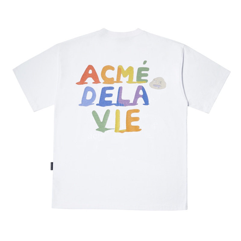 ADLV Áo thun tay ngắn dáng rộng bằng cotton in họa tiết thời trang phong cách Hàn Quốc cho cặp đôi # 44